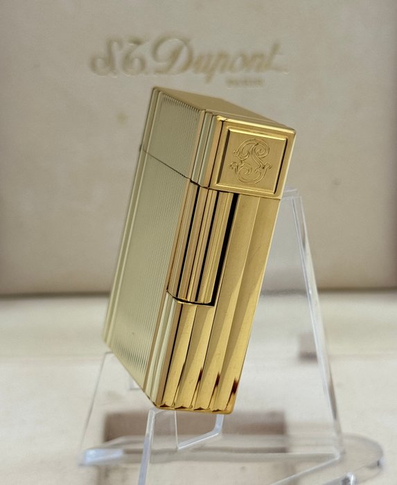 S.T. Dupont - Gold Plated Line 1 Small BR type - Rare Pattern - * with box  documents* - Lighter - Forgyldt