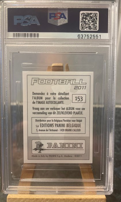 2010 Panini Football 2011 Belgium Kevin De Bruyne #153 Rookie PSA 9 Graded sticker