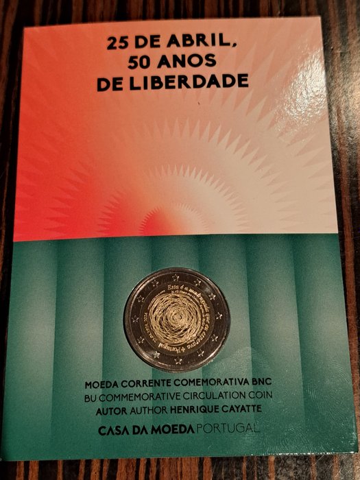 Portugal. 2 Euro 2024 "25 de Abril - 50 Anos de Liberdade" (3 moedas) Proof + BU  (Ingen mindstepris)