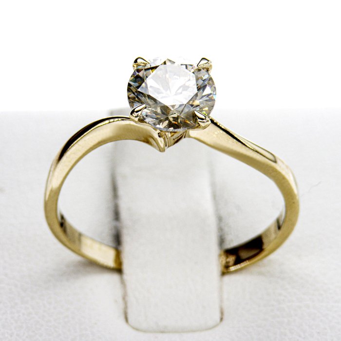 Ingen mindstepris - Forlovelsesring - 14 karat Gulguld -  101ct tw Diamant (Naturfarvet)