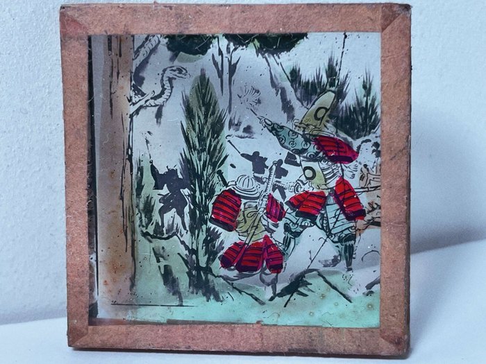 unknown Japanese - Old Glass painting to be placed in a "magic lantern"