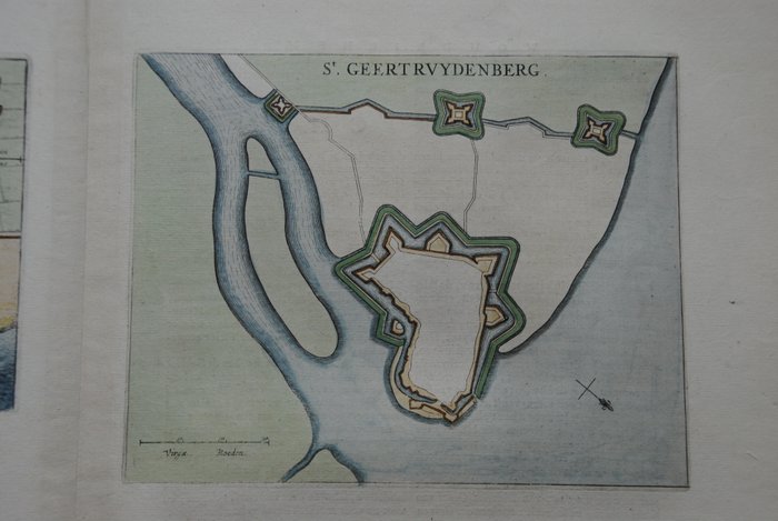 Holland - Geertruidenberg, Woudrichem, Loevestein; J. Blaeu - [4 kaarten en zichten op 1 blad] - 1621-1650