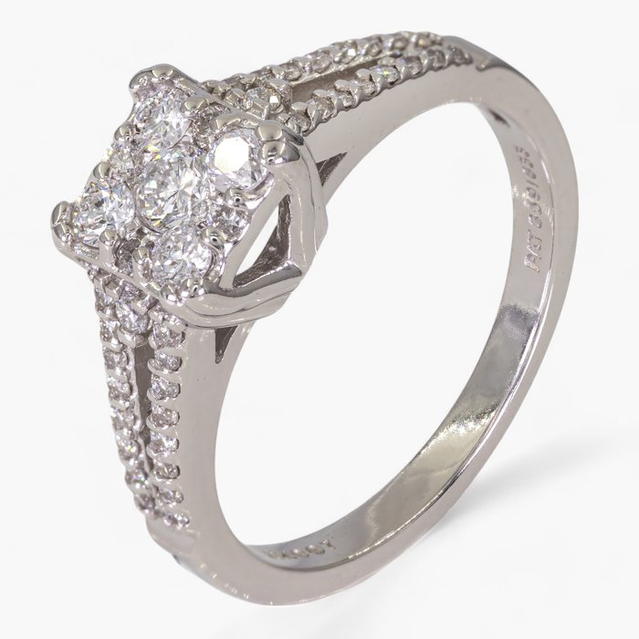 Ingen mindstepris - Ring - 14 karat Hvidguld, 0,50 ct diamanter - IGI certificeret -  0.50ct. tw. Diamant (Natur) - Diamant