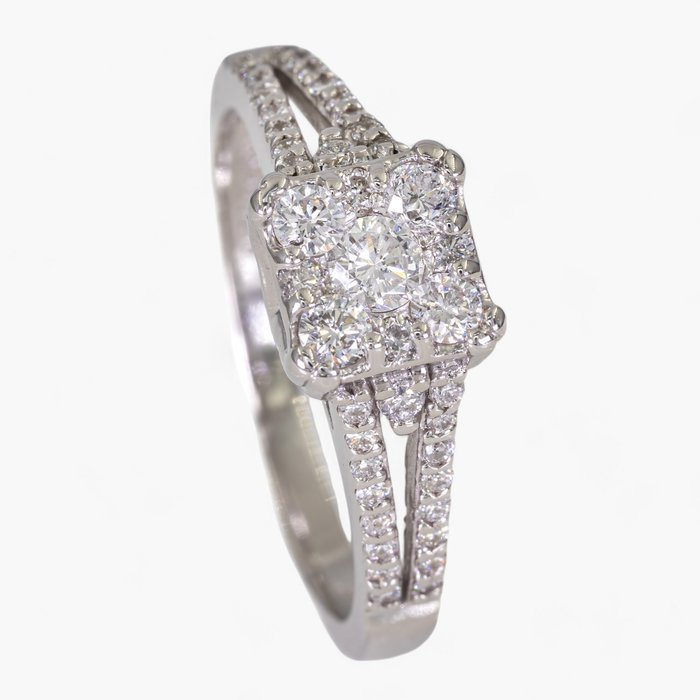 Ingen mindstepris - Ring - 14 karat Hvidguld, 0,50 ct diamanter - IGI certificeret -  0.50ct. tw. Diamant (Natur) - Diamant