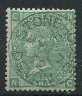 Storbritannien 1871 - 1 shilling grøn plade 5 - Stanley Gibbons nr 117