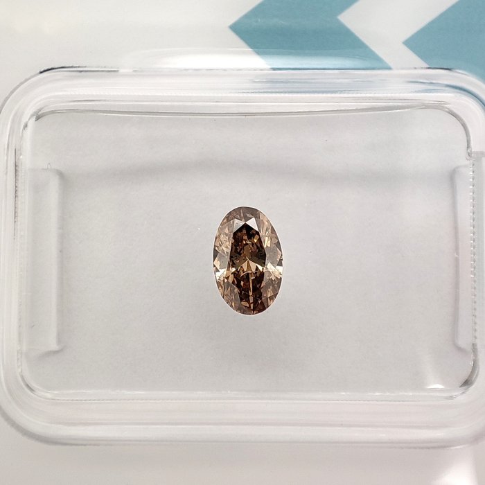 Ingen mindstepris - 1 pcs Diamant  (Naturfarvet)  - 0.36 ct - Oval - Fancy deep Brun - SI2 - International Gemological Institute (IGI)