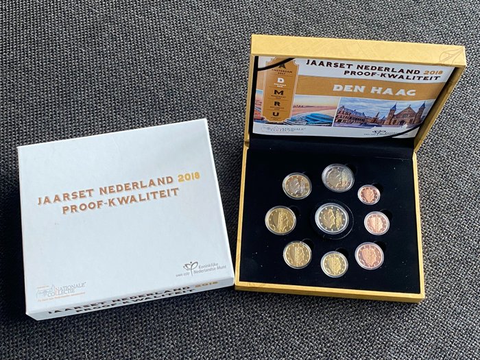 Holland. Proof Set 2018 "Den Haag" (incl. 2 Euro "Koning Willem-Alexander" partieel verguld)  (Ingen mindstepris)