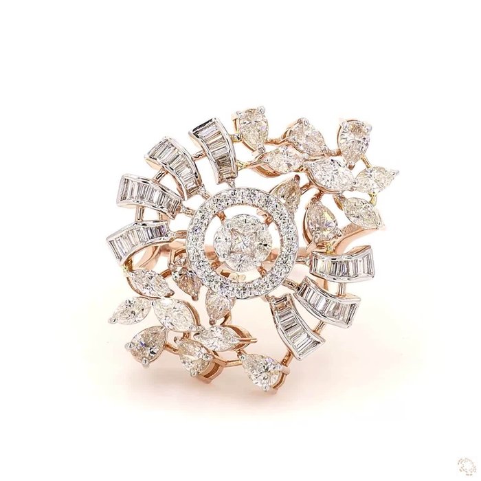 Ring - 14 karat Rosaguld -  3.29ct. tw. Diamant (Natur) - Diamant - 14KT PINK GULD RING