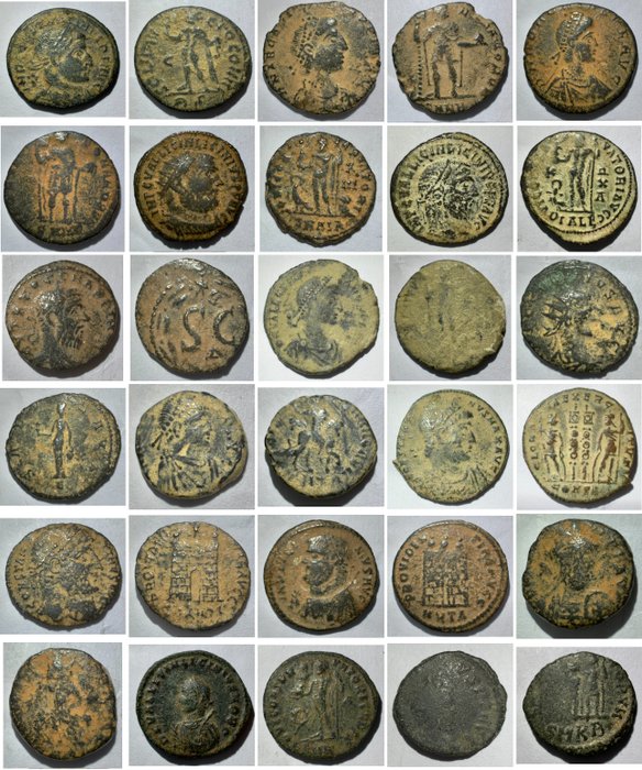 Romarriket. including Honorius, Claudius II, Licinius II. Lot of 15 Folles  (Ingen mindstepris)