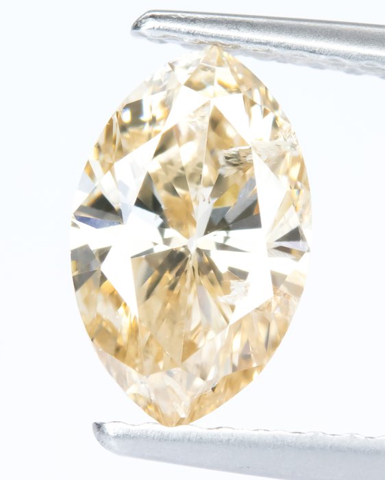 Ingen mindstepris - 1 pcs Diamant  (Naturfarvet)  - 1.15 ct - Marquise - Fancy light Brunlig Gul - SI2 - Gem Report Antwerp (GRA)