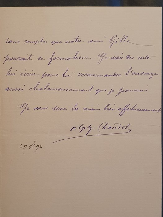 Dokument - Alphonse Daudet - Lettre autographe signée [adressée à Gaston Calmette] - 1894