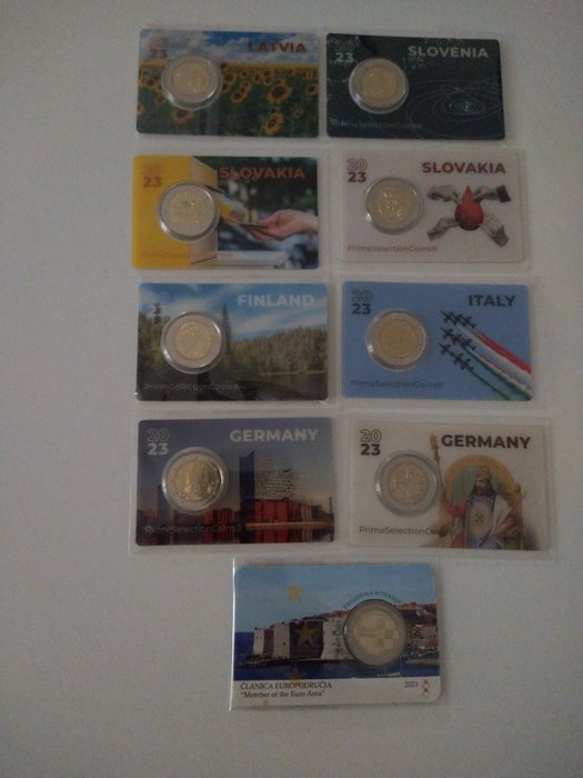 Europa. 2 Euro 2023 (9 coincards)  (Ingen mindstepris)