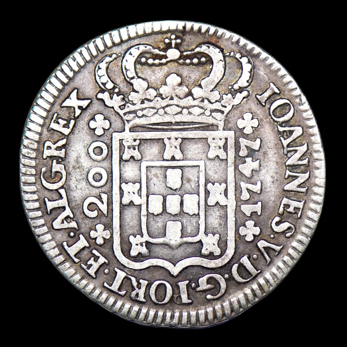 Portugal D João V (1706-1750) 12 Vinténs (240 Reis) 1747 - Lisboa - R/ Legenda Separada por Florões  (Ingen mindstepris)