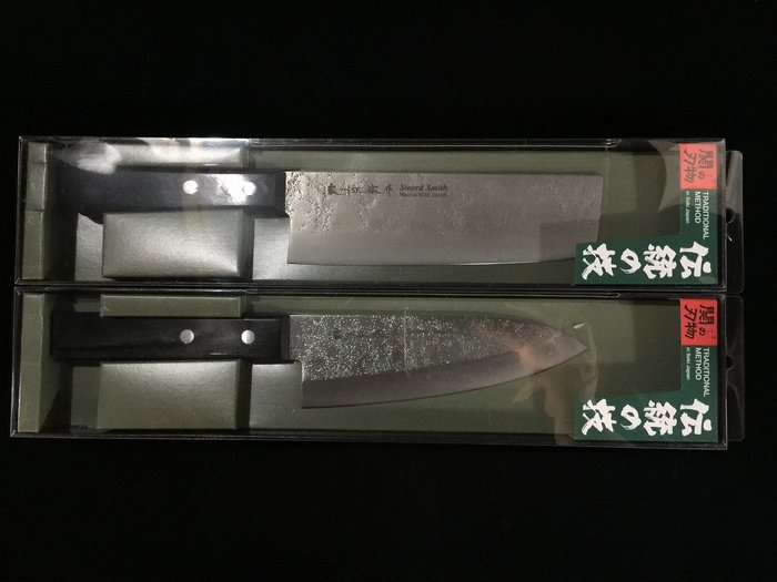 正宗 MASAMUNE / Set of 2 / 菜切 NAKIRI 出刃 DEBA - Køkkenkniv -  Japansk køkkenkniv - Stål, Træ - Japan