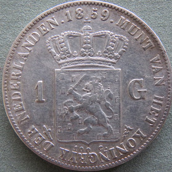 Holland. Willem III. 1 Gulden 1859  (Ingen mindstepris)