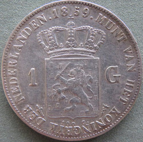 Holland. Willem III. 1 Gulden 1859  (Ingen mindstepris)