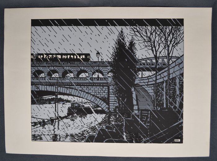 Tardi, Jacques - 1 serigrafi - Nestor Burma - Le pont de Tolbiac