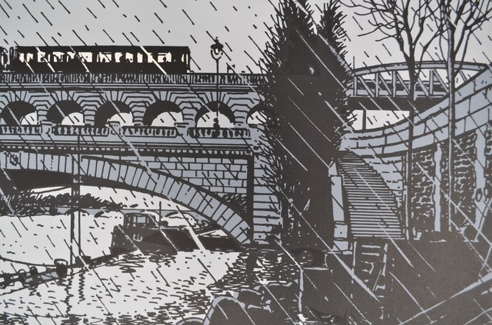 Tardi, Jacques - 1 serigrafi - Nestor Burma - Le pont de Tolbiac