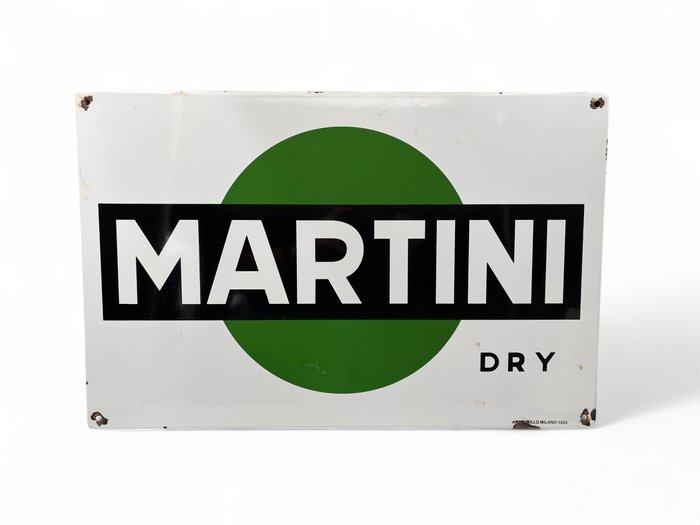 Emaille reclamebord Martini Dry - Reklameplakat - Emalje, Stål