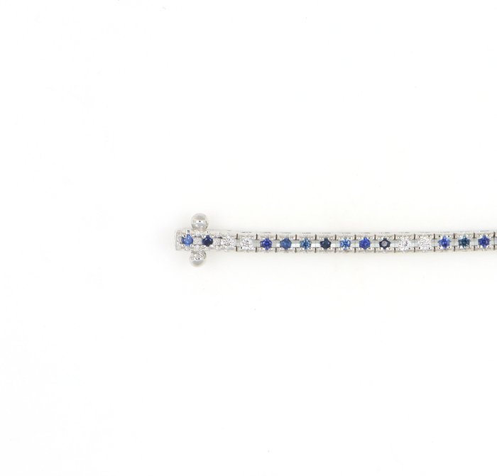 Ingen mindstepris - Armbånd - 18 kraat Hvidguld -  1.18ct. tw. Safir - Diamant