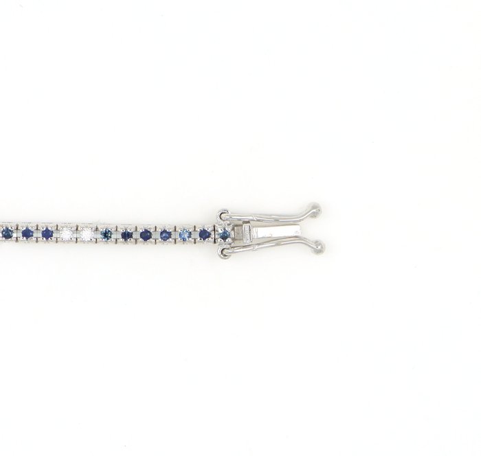 Ingen mindstepris - Armbånd - 18 kraat Hvidguld -  1.18ct. tw. Safir - Diamant