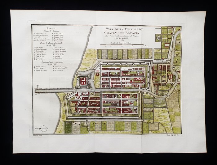 Asien - Indonesien, Jacarta, Java, Batavia; La Haye / P. de Hondt / J.N. Bellin - Plan de la Ville et du Chateau de Batavia - 1721-1750