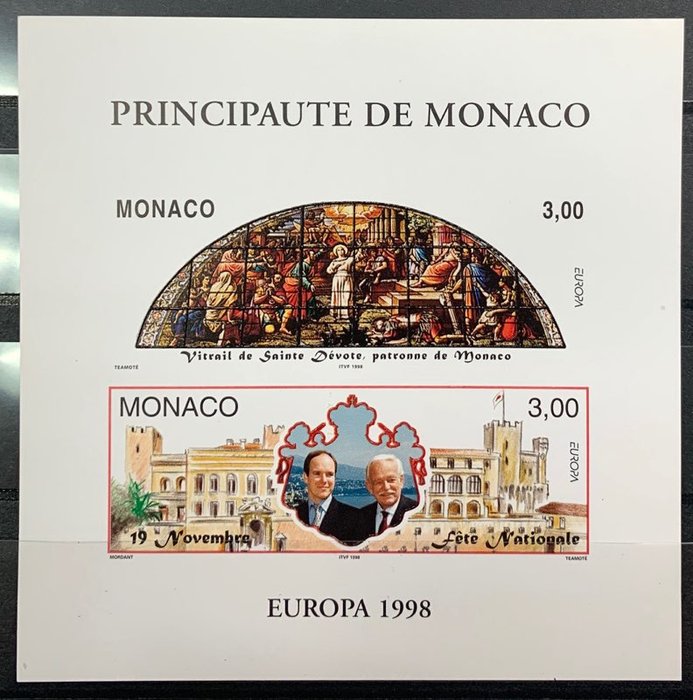 Monaco 1998 - Monaco specialblok nr 31a EUROPA 1998 IKKE-TAKET VG