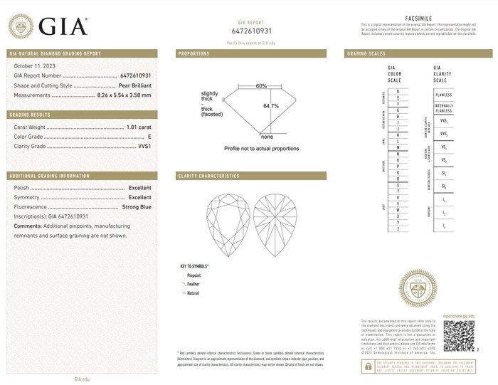 Halskæde med vedhæng - 18 kraat Hvidguld -  1.01ct. tw. Diamant (Natur)