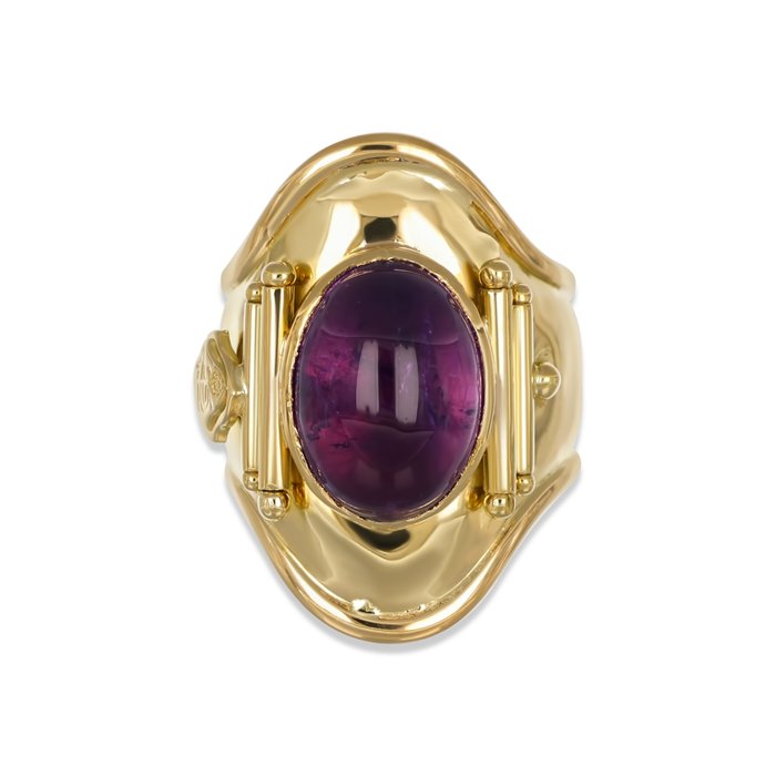 Ring - 18 kraat Gulguld -  7.00ct. tw. Ametyst