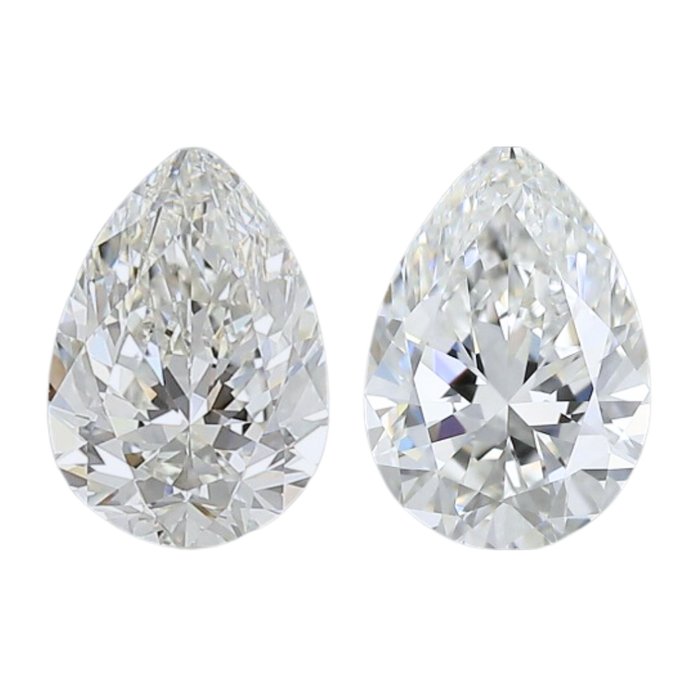 2 pcs Diamant  (Natur)  - 1.40 ct - Pære - G, H - VVS2 - Gemological Institute of America (GIA)