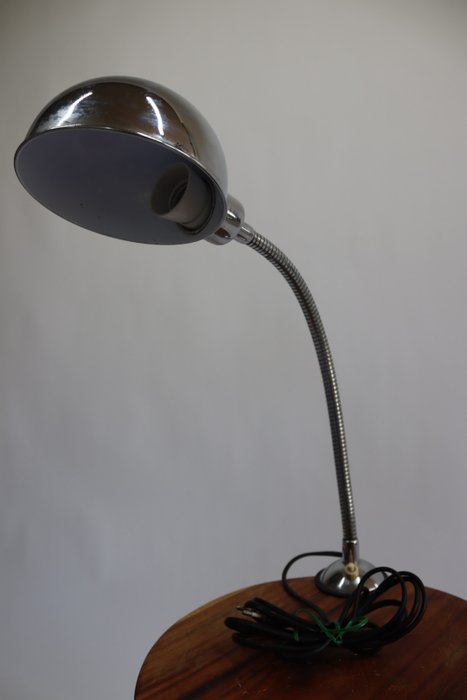 Skrivebordslampe - Forkromet skrivebordsstøtte og fleksibel hals - Metal - Vintage bordlampe