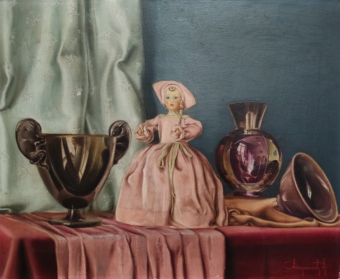 René Bruynseraede (1909-1991) - Old doll with luxury glass