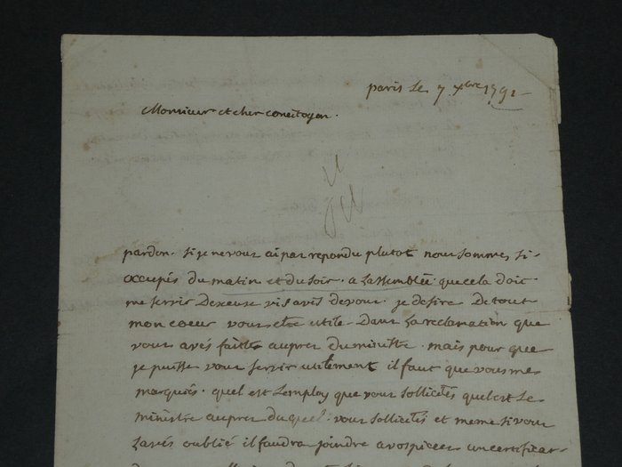 Lautour Duchalit - Lettre autographe signée - Révolution française - La royauté constitutionnelle - 1792