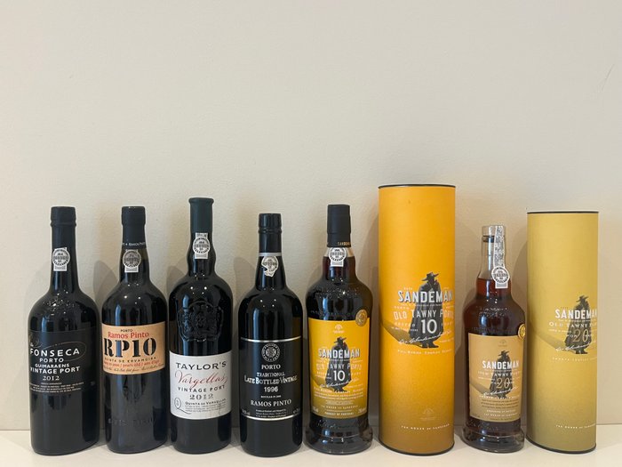 2012 Fonseca Guimaraens, 2012 Taylor’s Vargellas, 1996 Ramos Pinto LBV, Ramos Pinto 10yo, Sandeman -  Douro  - 6 Flasker (0,75 L)