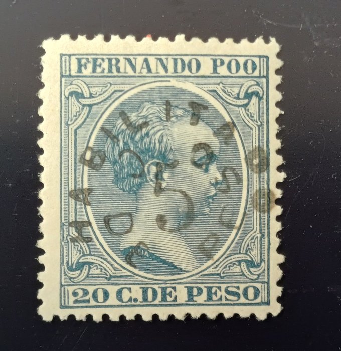 Fernando Poo 1896 - Alfonso XIII. Overbelastet tætning. - Edifil 38