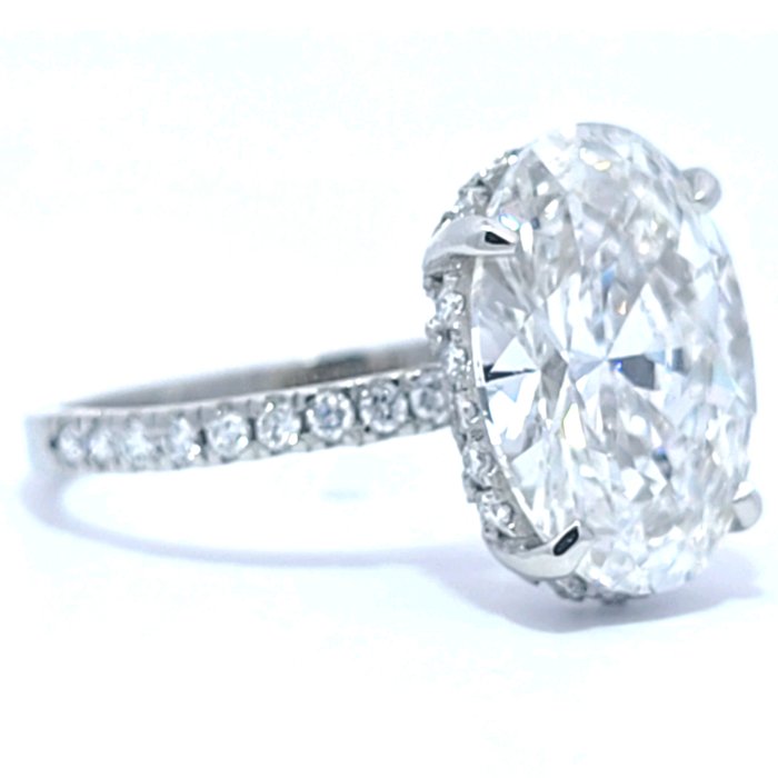 Ring Platin -  4.36ct. tw. Diamant (Laboratoriedyrket) - Diamant - E, VS1