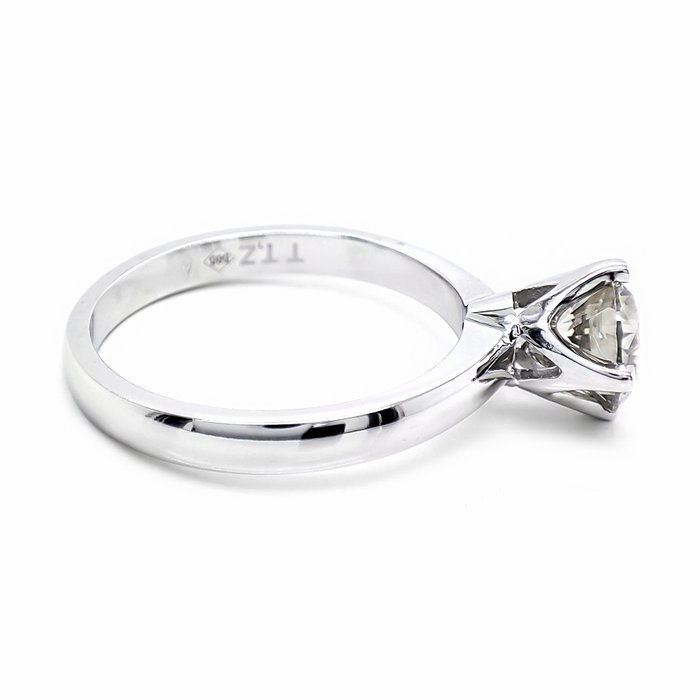 Ring - 14 karat Hvidguld -  1.23ct. tw. Grøn Diamant (Naturfarvet)