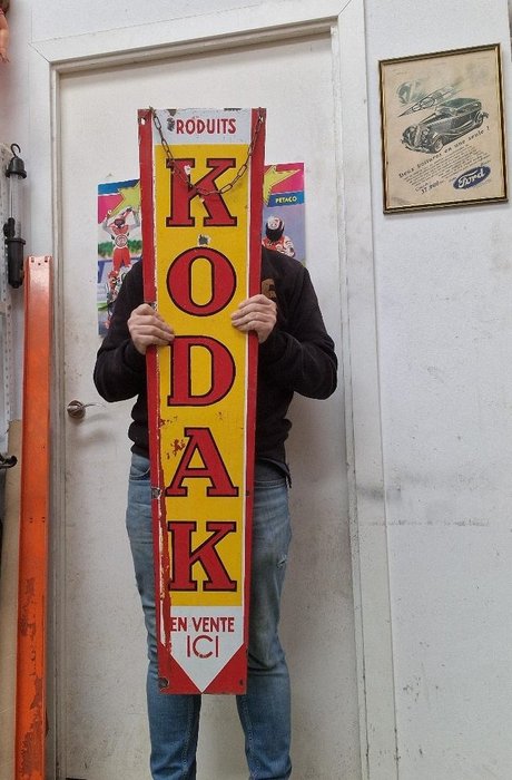 Emaljeskilt - KODAK dobbelt 2-sidet XXL emaljeret skilt