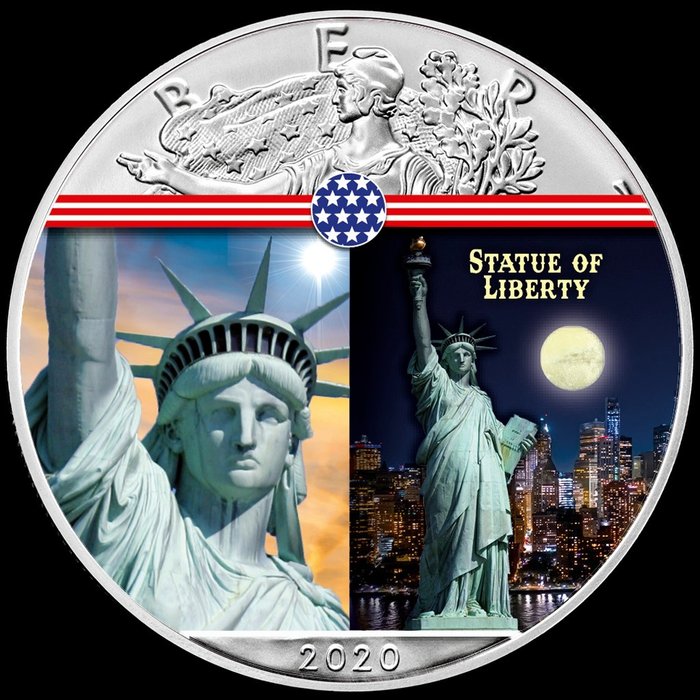 Förenta staterna. 1 Dollar 2020 'American Eagle - Statue of Liberty', 1 Oz (.999) mit COA  (Ingen mindstepris)