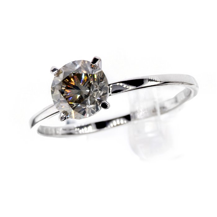 Ingen mindstepris - Forlovelsesring - 14 karat Hvidguld -  1.01ct. tw. Diamant (Naturfarvet)