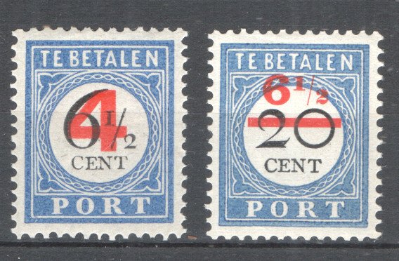 Holland 1906/1910 - Frimærker overtryk rød og sort - med certifikat - NVPH P27/P30