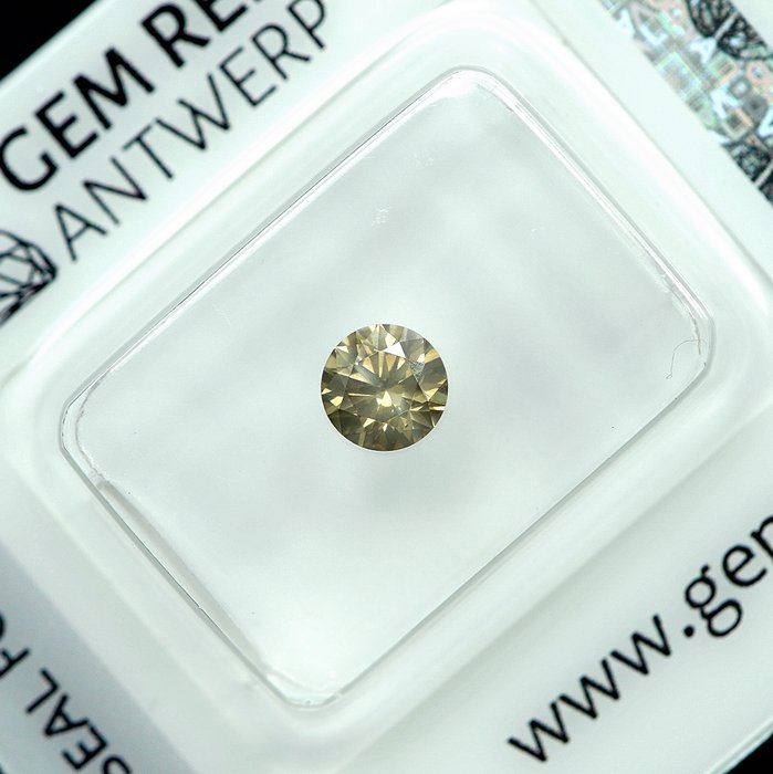 1 pcs Diamant  (Naturfarvet)  - 0.51 ct - Fancy Grålig, Grønlig Gul - I1 - Gem Report Antwerp (GRA)