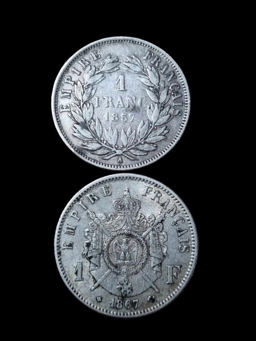 Frankrig Napoléon III (1852-1870) 1 Franc 2 Pieces 1857 A  1867 BB  (Ingen mindstepris)