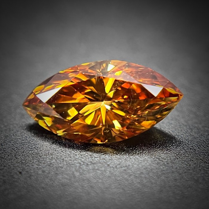 1 pcs Diamant  (Naturfarvet)  - 0.40 ct - Marquise - Fancy vivid Orange Gul - SI2 - International Gemological Institute (IGI)