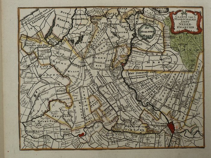 Holland - Utrecht, Rhenen, Amersfoort; Hendrik de Leth - Caarte van 't Maarschalksampt Overkwartier - 1740