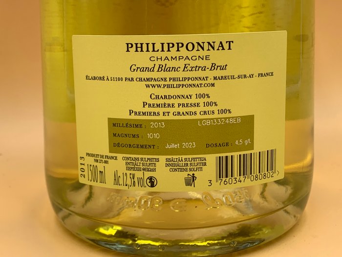 2013 Philipponnat, Grand Blanc - Champagne Extra Brut - 1 Magnum (1,5 L)