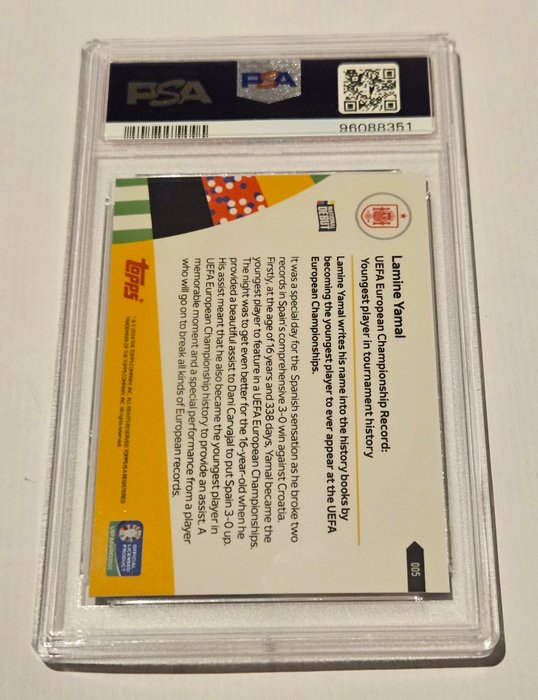 2024 Topps Now Euro Uefa Lamine Yamal #5  Youngest player in tournament history PSA 9 - 1 Graded card