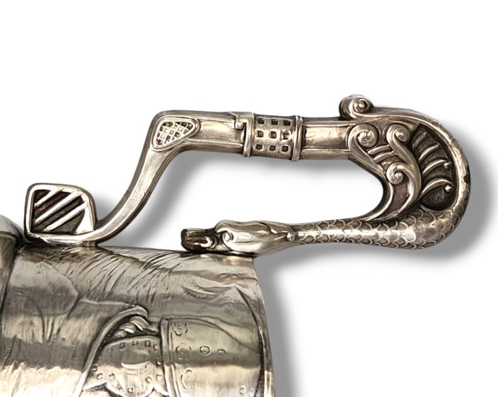 19th Century Russian 84 Silver Bogatyr Tea Glass Holder I Khlebnikov d 1896 - Kop - 875 (84 zolotnik) sølv - Antik kejserlig russisk