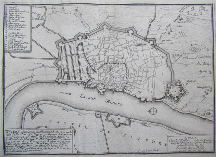 Belgien - Anvaersa - Gent; Nicolas de Fer – Harmanus Van Loon- Charles Inselin - Anvers, Antwerpen en Flamand Belle et Grande Ville des Pais Bas situèe sur la Riviere - Gand Ville - 1681-1700