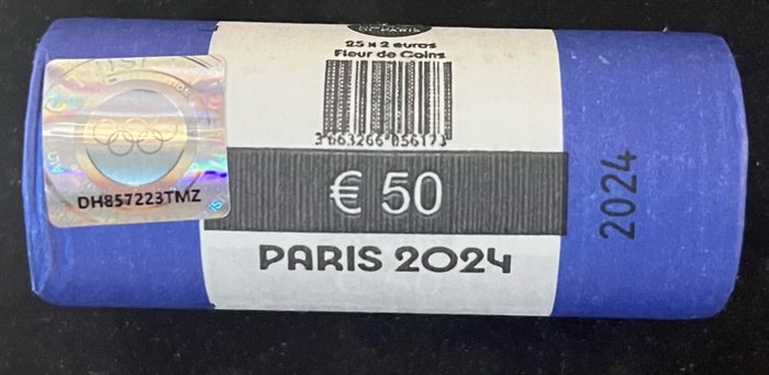 Frankrig. 2 Euro 2024 "La Tour Eiffel Danse" (25 stuks) in zichtrol  (Ingen mindstepris)